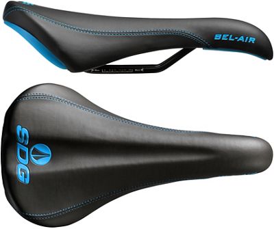 SDG Bel-Air Steel Rail Mountain Bike Saddle - Black - Blue - 140mm Wide, Black - Blue